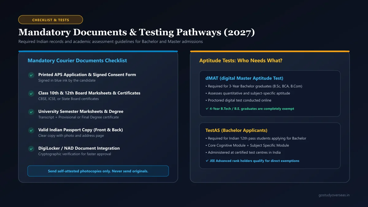 APS document checklist and new dMAT guidelines 2027 infographic