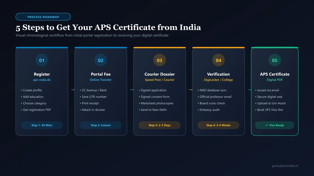APS India verification roadmap step by step workflow infographic