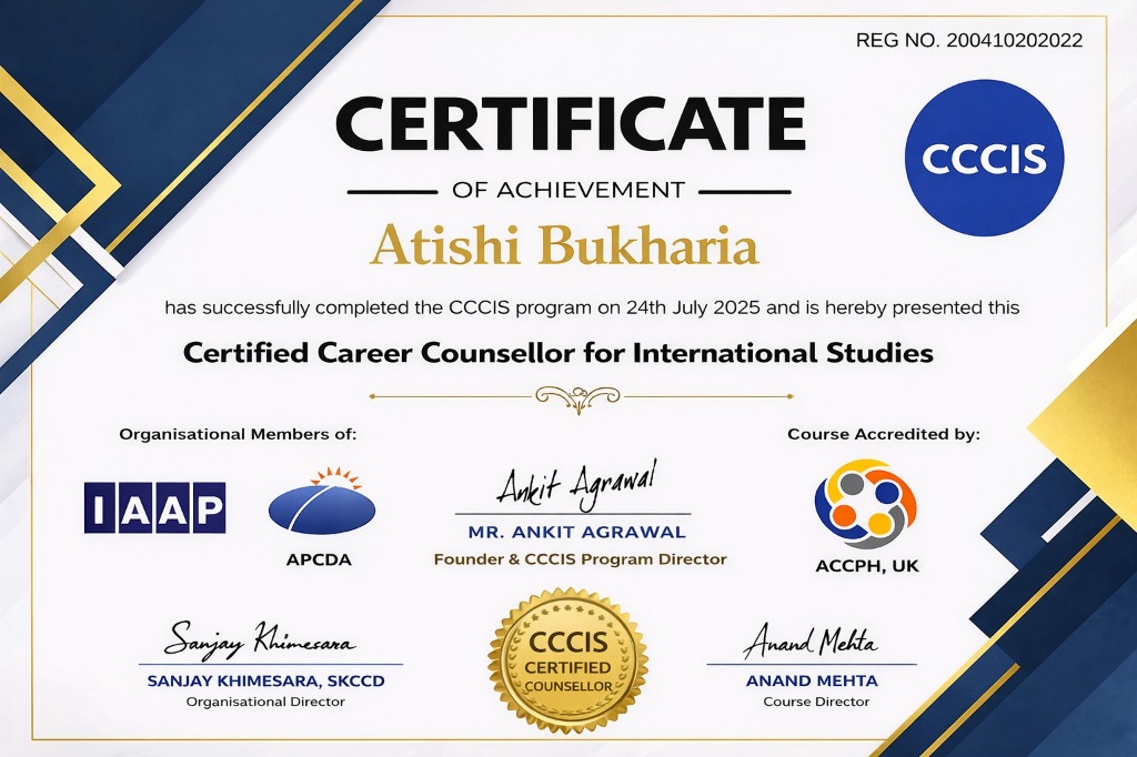 CCCIS Certified Career Counsellor Certificate - Atishi Bukharia