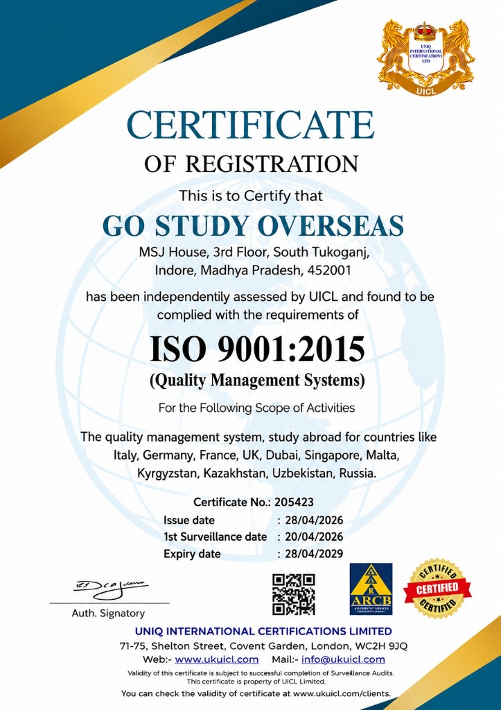 ISO 9001:2015 Quality Management Systems Certification - Go Study Overseas